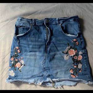 Embroidered Jean Mini Skirt